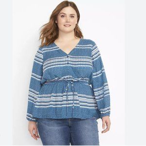 Lane Bryant No-Peek Button-Front Peplum Blouse 24